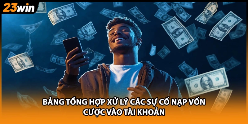 Bảng tổng hợp xử lý các sự cố nạp vốn cược vào tài khoản