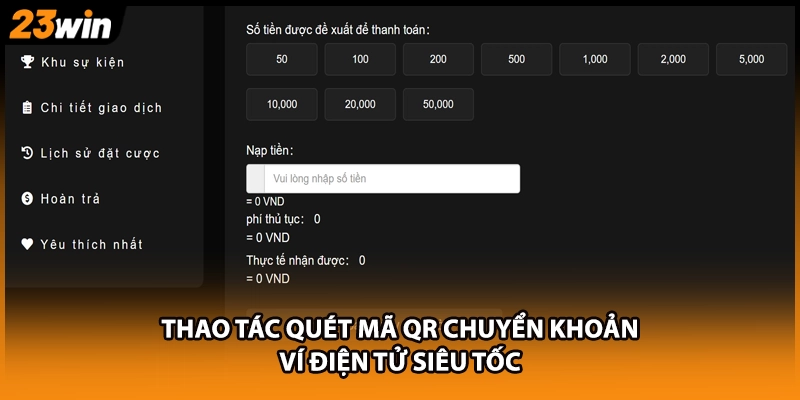 Thao tác quét mã QR chuyển khoản ví điện tử siêu tốc