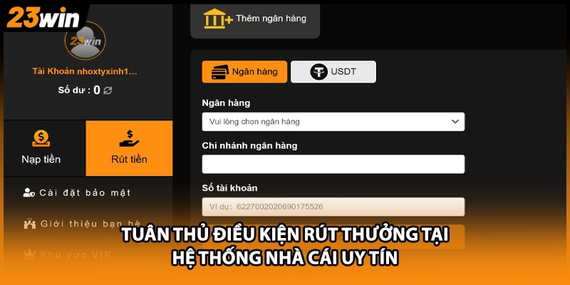 Tuân thủ điều kiện rút thưởng tại hệ thống nhà cái uy tín